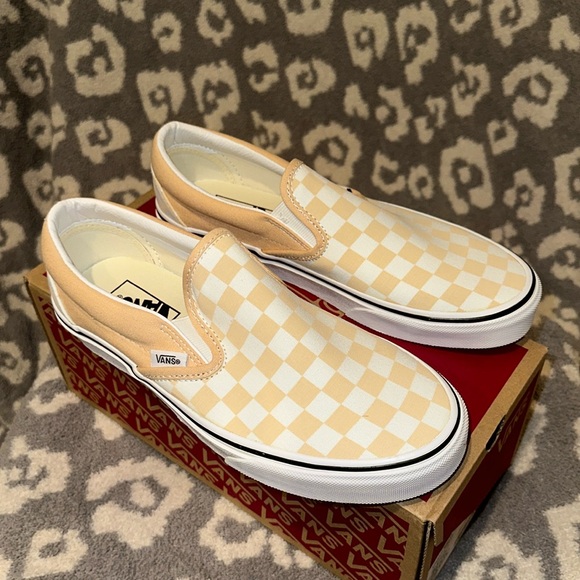 Vans Classic Slip-On Theory Checkerboard 🍯 Honey Peach🍑 New 🆕 & Never Worn - Picture 4 of 17